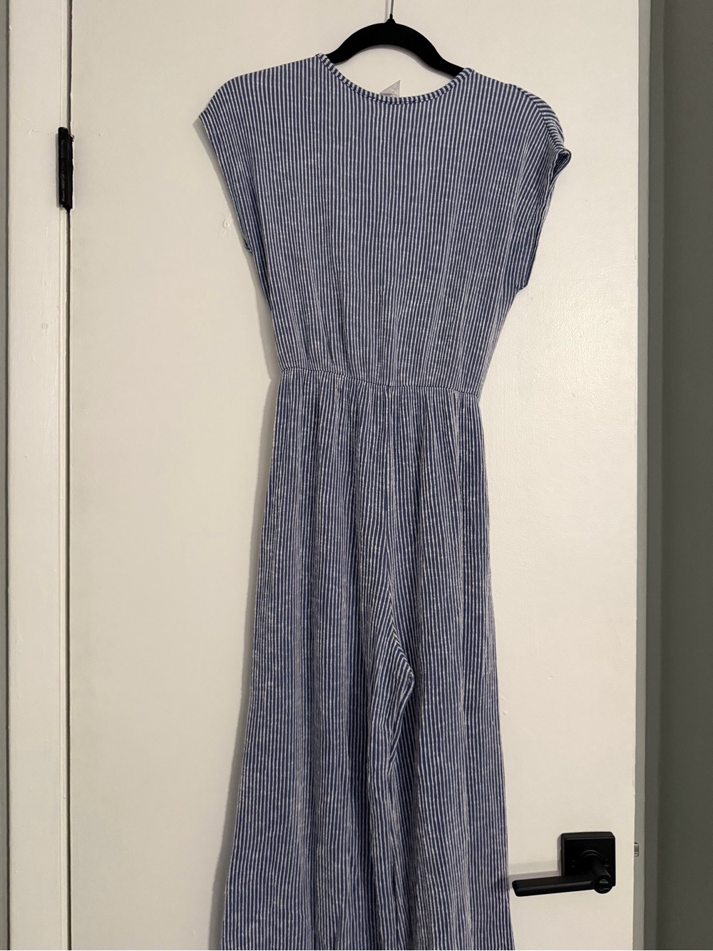 Caution To The Wind Blue Striped Wrap Midi Dress - Picture 4 of 5